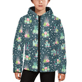 Cactus glass terrarium pattern Kids' Boys' Girls' Padded Hooded Jacket