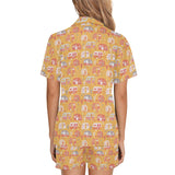 Camper Van Pattern Print Design 04 Women's V-Neck Short Pajama Set