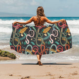Colorful snake plant pattern Beach Towel