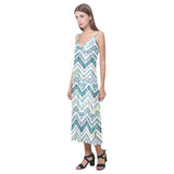 zigzag  chevron paint design pattern V-Neck Open Fork Long Dress