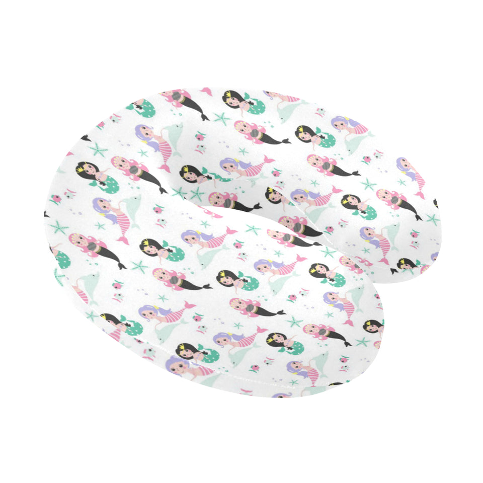 cute mermaid dolphin fish starfish pattern U-Shaped Travel Neck Pillow