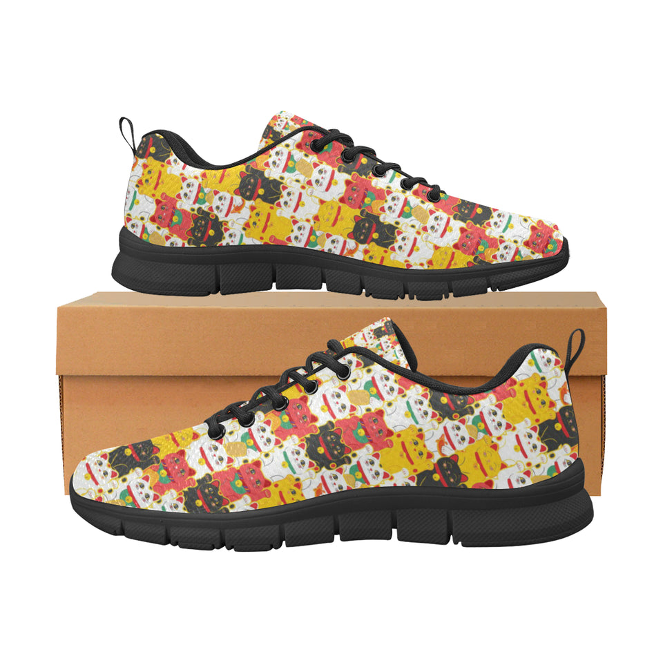 Colorful Maneki neko cat pattern Women's Sneaker Shoes