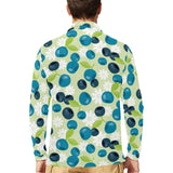 blueberry flower pattern Men's Long Sleeve Polo Shirt