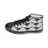 Black whale pattern Women's High Top Canvas Canvas Shoes Black