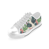 heliconia flowers, palm and monstera leaves Men's Low Top Shoes White