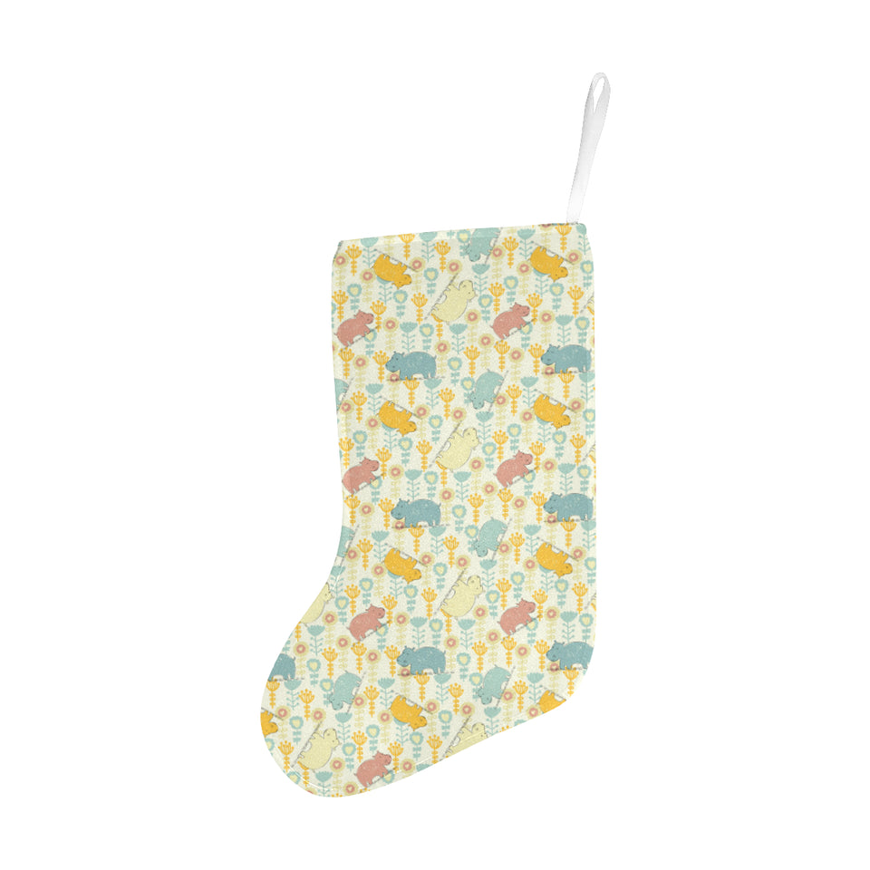 Hippopotamus Pattern Print Design 04 Christmas Stocking