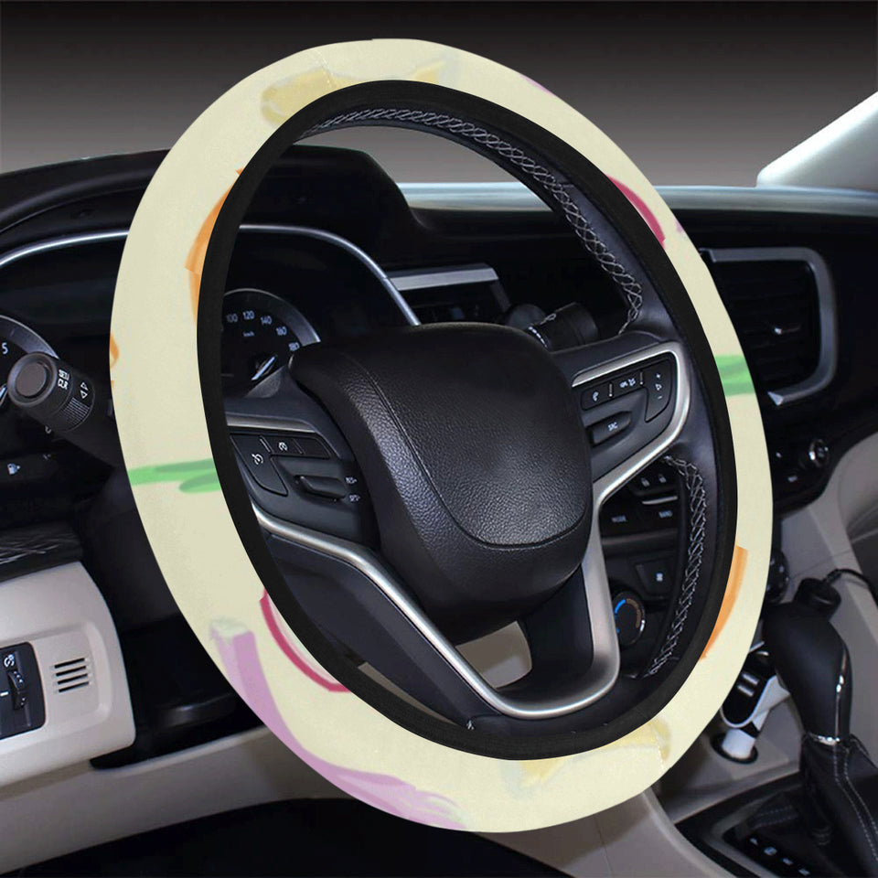 Onion garlic white red pattern Car Steering Wheel Cover