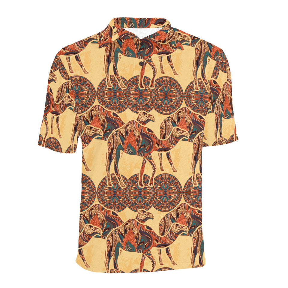 Camel polynesian tribal design pattern Men's All Over Print Polo Shirt
