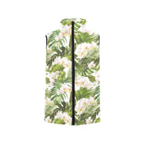 White orchid flower tropical leaves pattern Men's Padded Vest