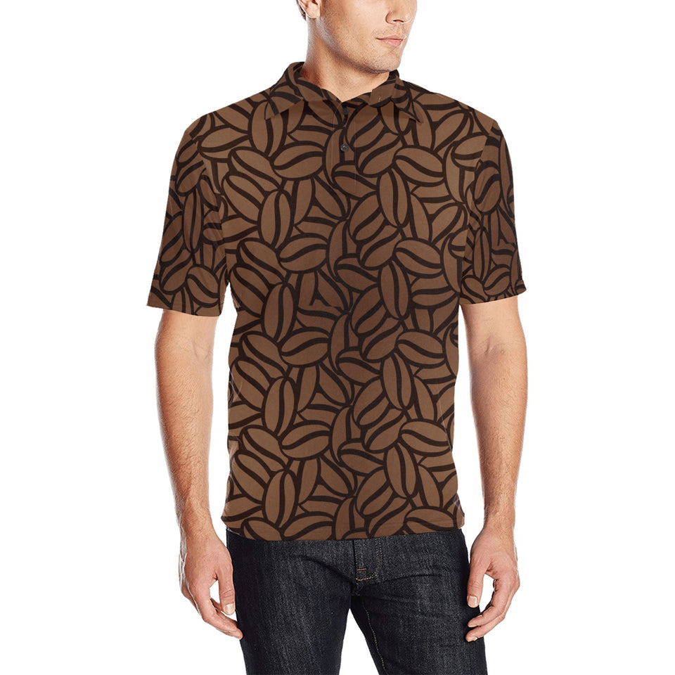 coffee bean pattern Men's All Over Print Polo Shirt