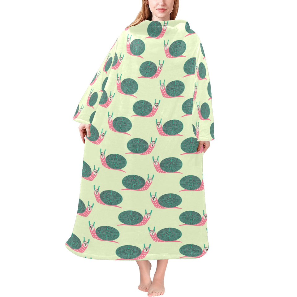 Snail Pattern Print Design 04 Blanket Robe with Sleeves