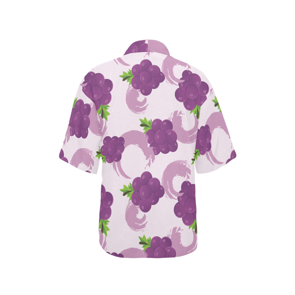 Cute Grape pattern Women's All Over Print Hawaiian Shirt