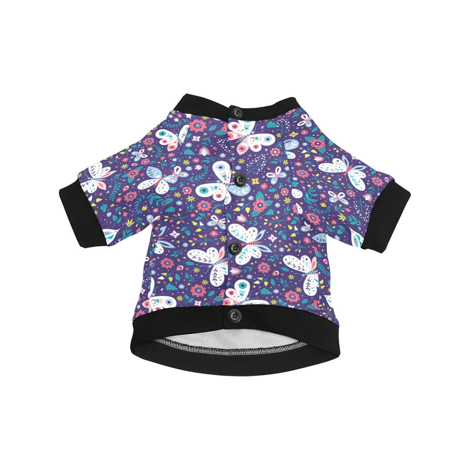 Colorful butterfly flower pattern.eps All Over Print Pet Dog Round Neck Fuzzy Shirt