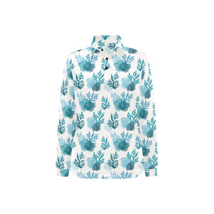 Coral Reef Pattern Print Design 04 Women's Long Sleeve Polo Shirt