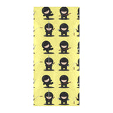 Cute ninja yellow background Beach Towel