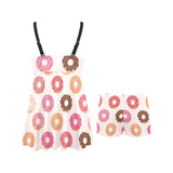 Colorful donut pattern Chest Sexy Pleated Two Piece Swim Dress