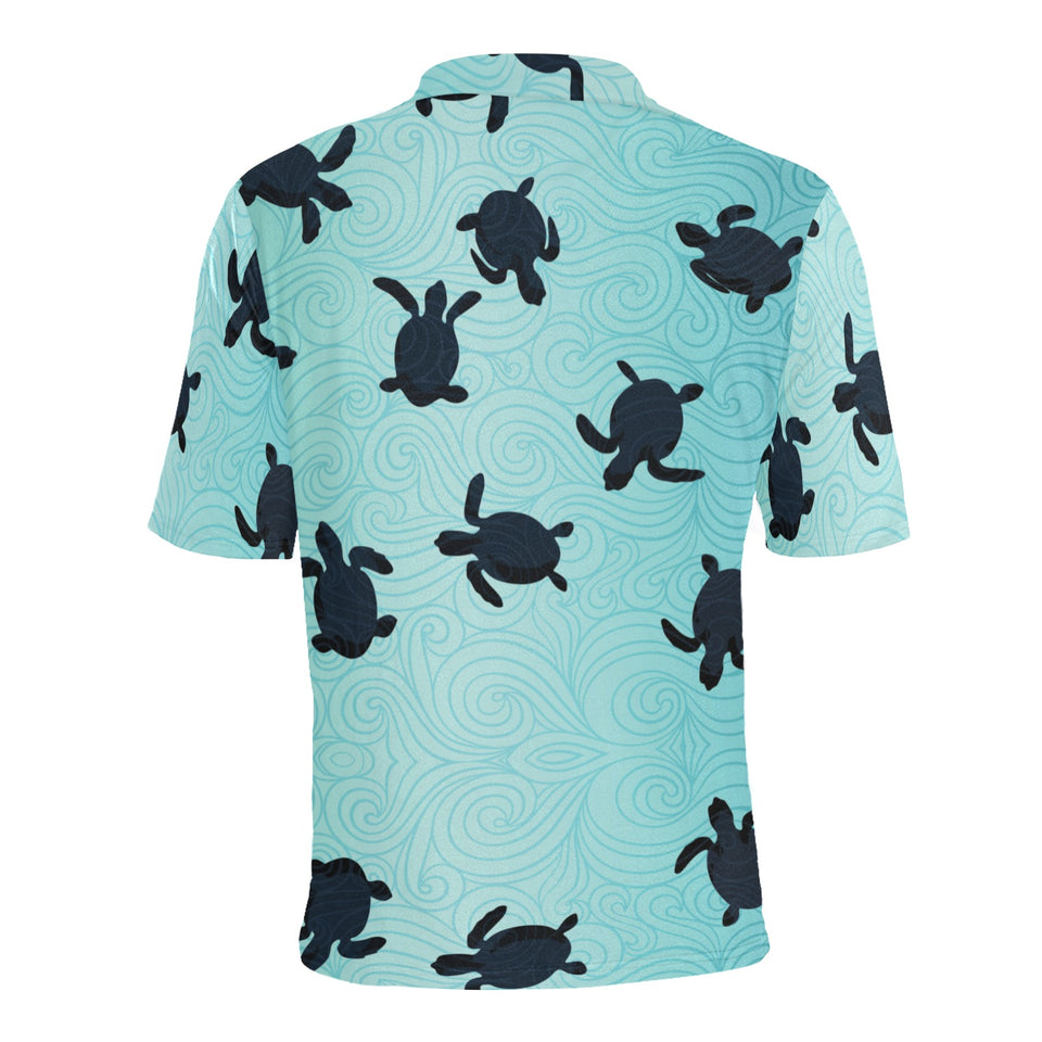 Sea turtle with blue ocean backgroud Men's All Over Print Polo Shirt