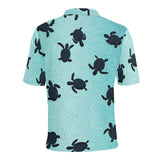 Sea turtle with blue ocean backgroud Men's All Over Print Polo Shirt