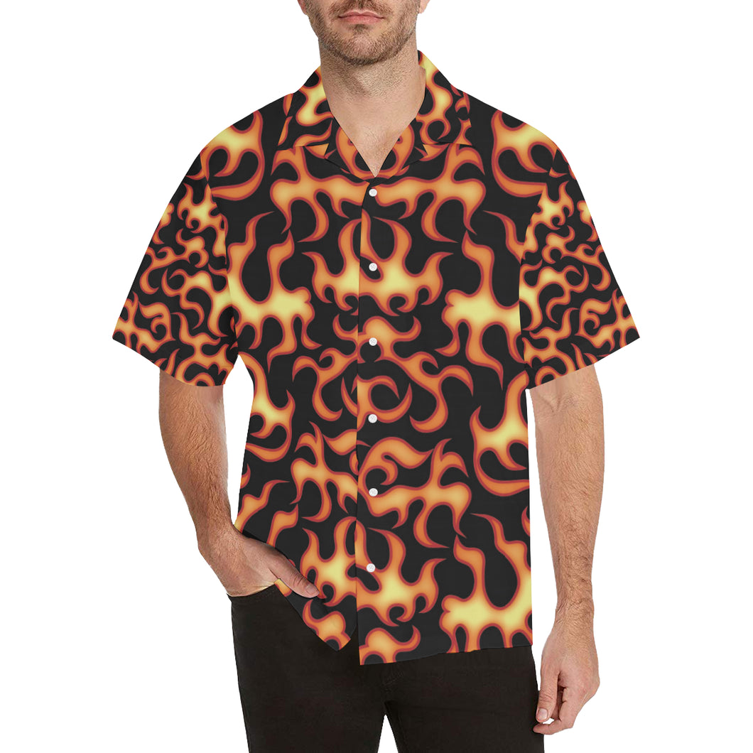Fire flame dark pattern Men's All Over Print Hawaiian Shirt