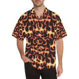 Fire flame dark pattern Men's All Over Print Hawaiian Shirt
