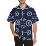 nautical steering wheel design pattern Men's All Over Print Hawaiian Shirt