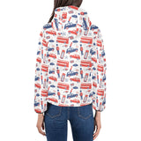 British Pattern Print Design 03 Women's Padded Hooded Jacket