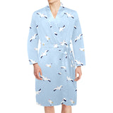 Seagull Pattern Print Design 02 Men's Long Sleeve Belted Night Robe