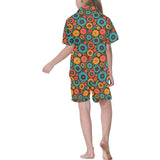 Gear Pattern Print Design 01 Kids' Boys' Girls' V-Neck Short Pajama Set