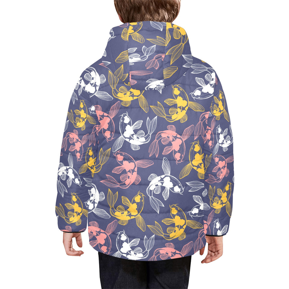Koi Fish Carp Fish pattern Kids' Boys' Girls' Padded Hooded Jacket