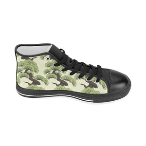 Bonsai pattern Women's High Top Canvas Shoes Black