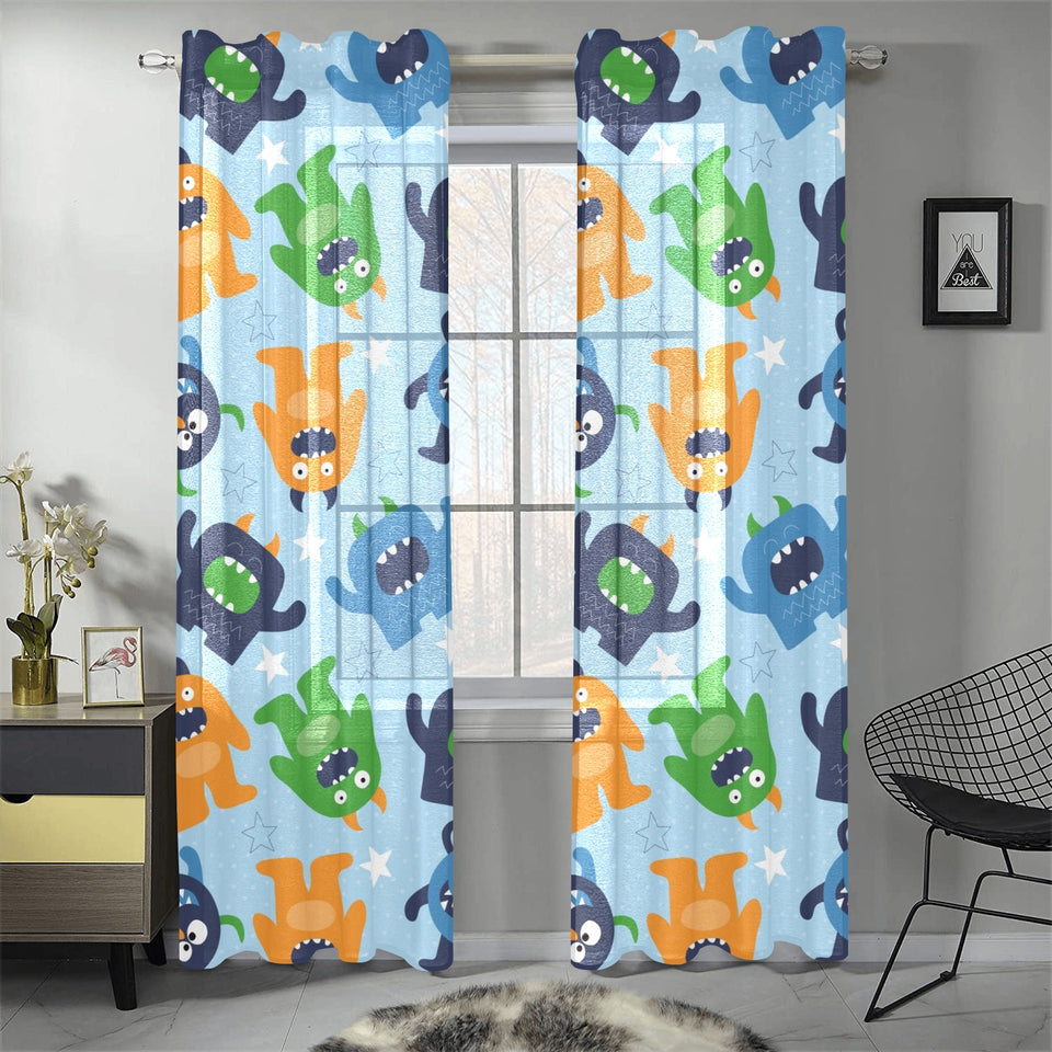 Alien Pattern Print Design 04 Gauze Curtain