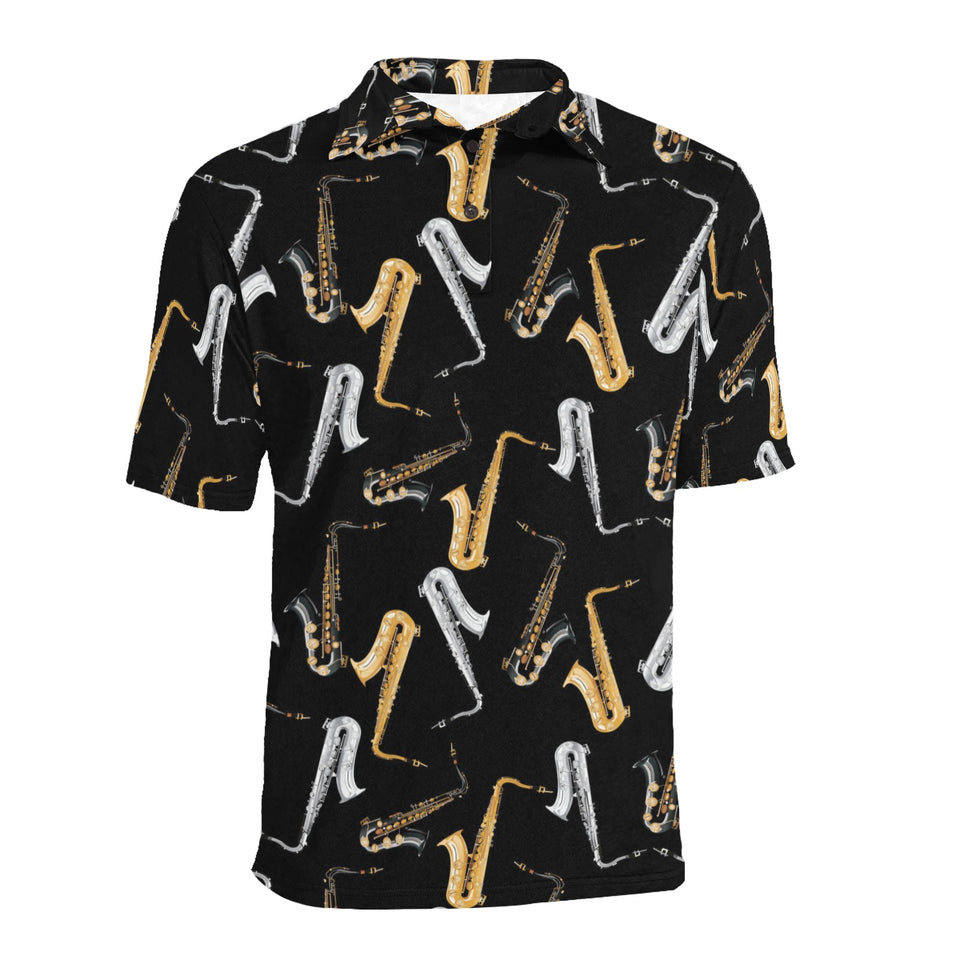 saxophone design pattern Men's All Over Print Polo Shirt