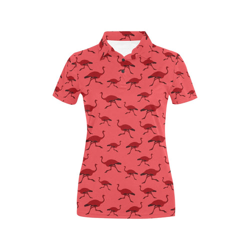 Ostrich Pattern Print Design 03 Women's All Over Print Polo Shirt