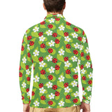 Ladybug Pattern Print Design 01 Men's Long Sleeve Polo Shirt