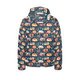 Camper Van Pattern Print Design 05 Kids' Boys' Girls' Padded Hooded Jacket