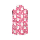 Maneki neko cat sakura pink background Women's Padded Vest