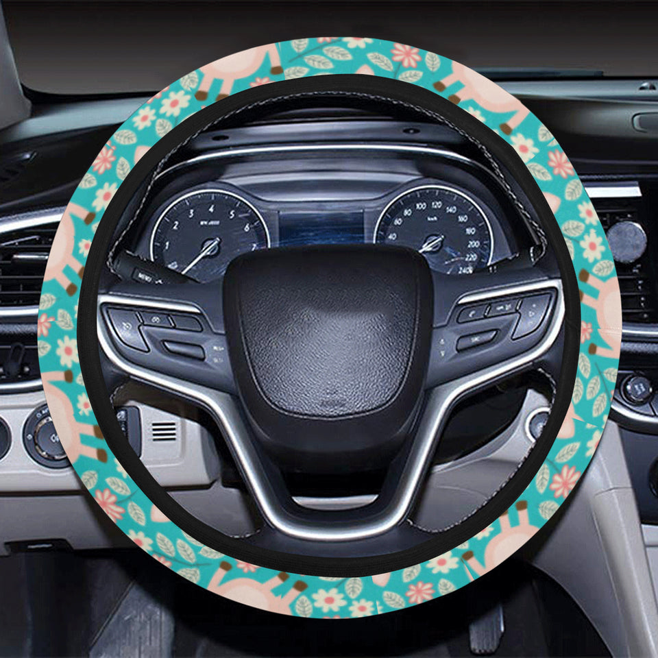 Pig Pattern Print Design 01 Car Steering Wheel Cover