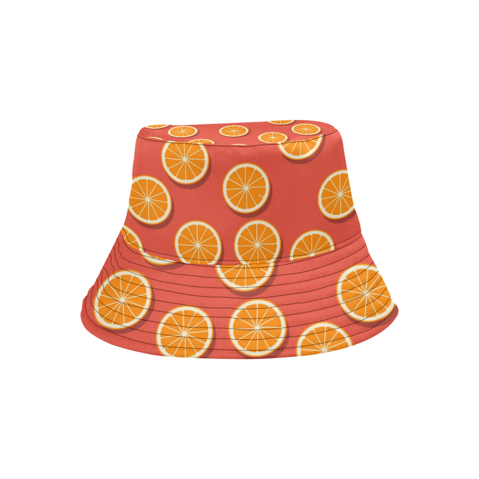 Oranges pattern red background Unisex Bucket Hat
