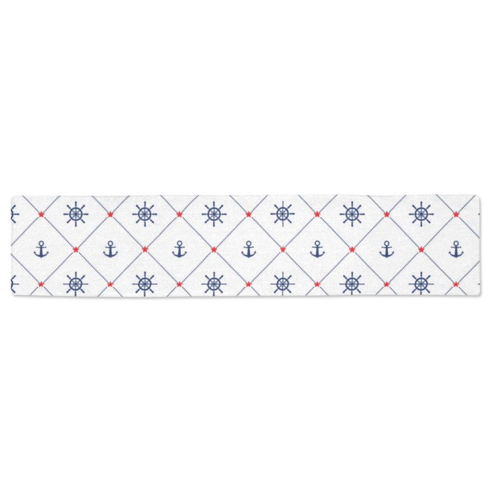 Anchor rudder nautical design pattern Table Runner