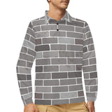 Brick Printed Pattern Print Design 05 Men's Long Sleeve Polo Shirt