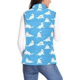 Cute sea lion seal pattern background Women's Padded Vest