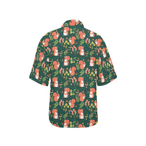 Squirrel Pattern Print Design 03 Women's All Over Print Hawaiian Shirt