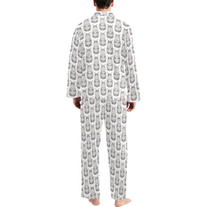 Hippopotamus Pattern Print Design 05 Men's Long Pajama Set