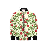 Red apples leaves pattern Kids' Boys' Girls' Bomber Jacket