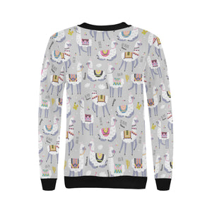 Cute Llama Alpaca pattern Women's Crew Neck Sweatshirt