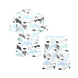 Cute dolphins Childish Style pattern Men's V-Neck Short Pajama Set