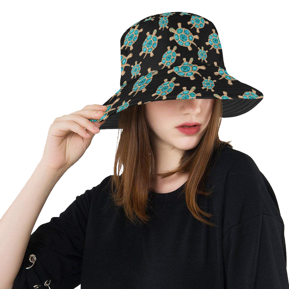 Sea turtle blue stone pattern Unisex Bucket Hat