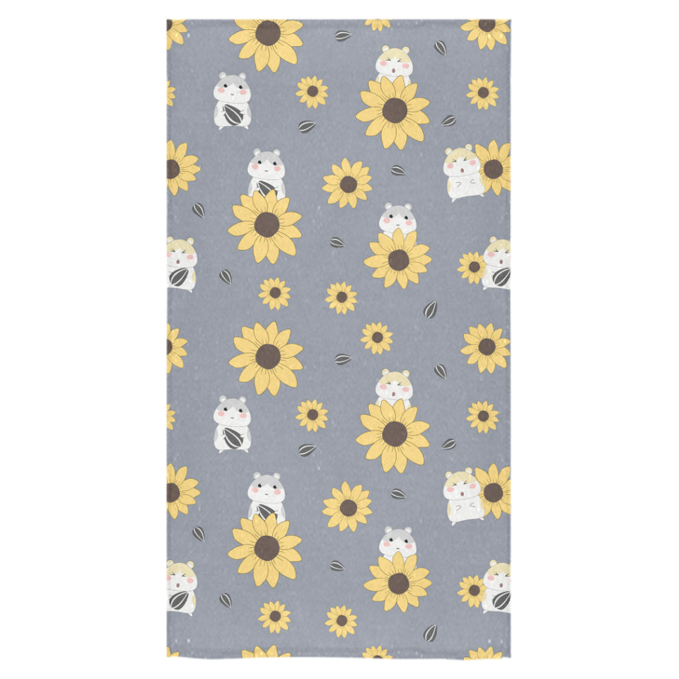 Cute hamster sunflower pattern background Bath Towel