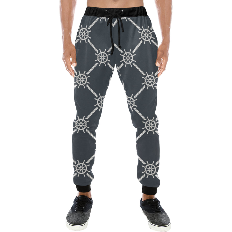 nautical steering wheel rope pattern Unisex Casual Sweatpants