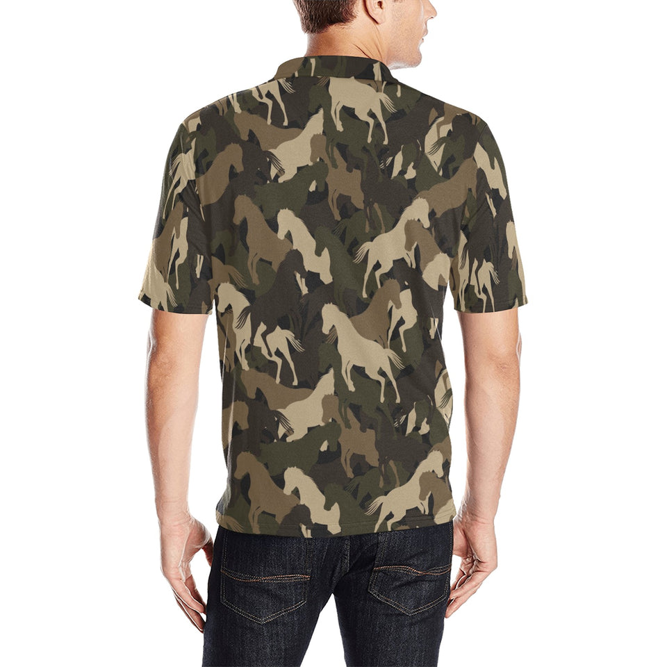 Horse Camouflage Pattern Men's All Over Print Polo Shirt